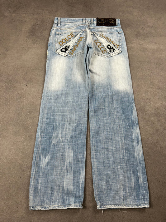Dolce Gabbana Big Print Jeans Relaxed Straight (S)